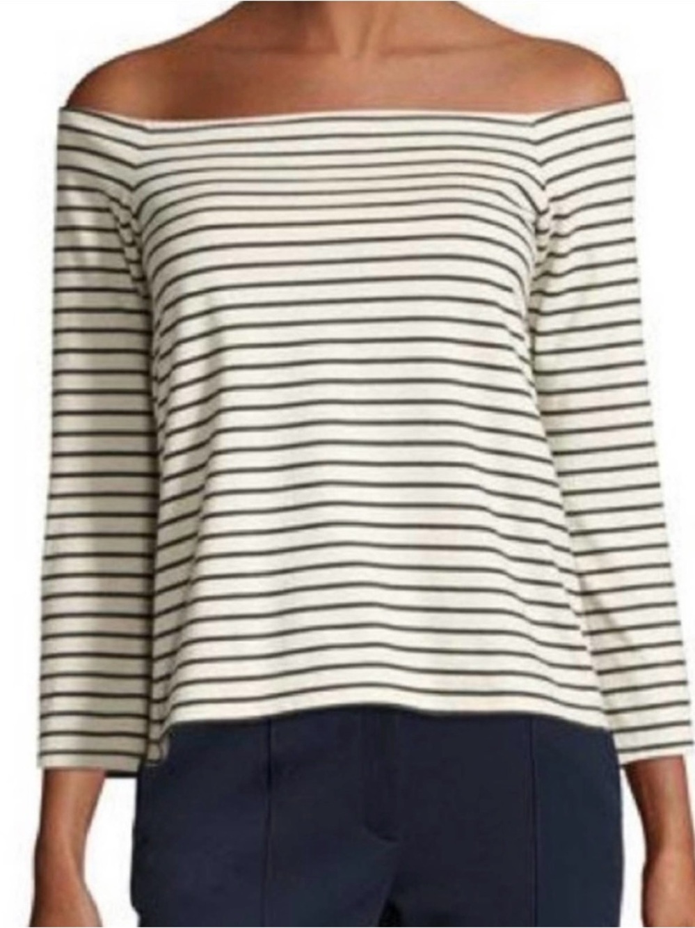 Theory Aprine K Classic Stripe Off Shoulder Top - Picture 1 of 6
